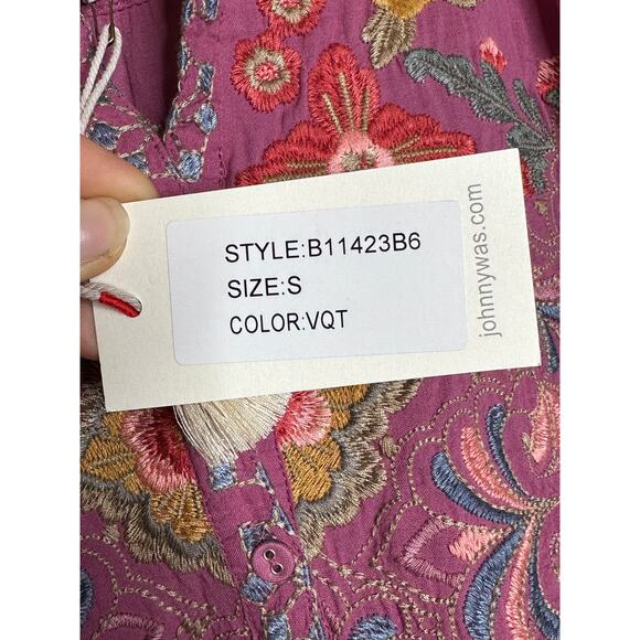 Johnny Was Biya Violet Irma Embroidered 3/4 Sleeve‎ Blouse Small B11423B6 New - Picture 8 of 10